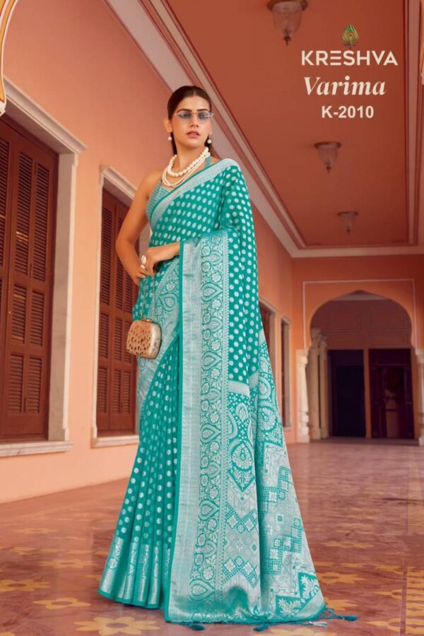 Kreshva Varima Georgette Weaving Saree Catalog Wholesale Collection Exporter