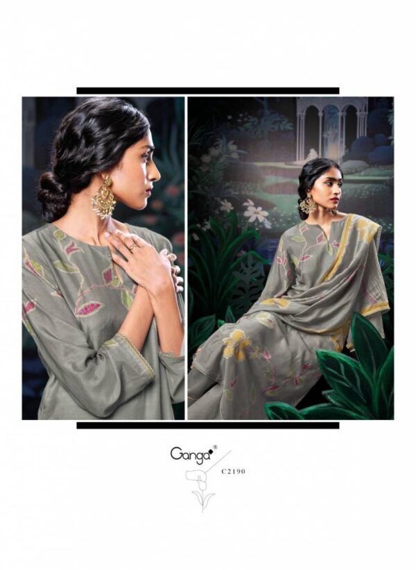 Ganga Atha Bemberg Silk Printed Salwar Kameez Catalog Wholesale Collection Exporter - Image 2