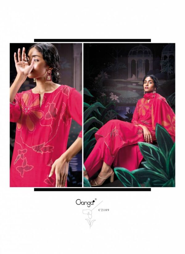 Ganga Atha Bemberg Silk Printed Salwar Kameez Catalog Wholesale Collection Exporter - Image 3