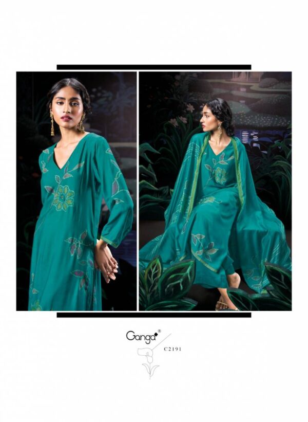 Ganga Atha Bemberg Silk Printed Salwar Kameez Catalog Wholesale Collection Exporter - Image 5