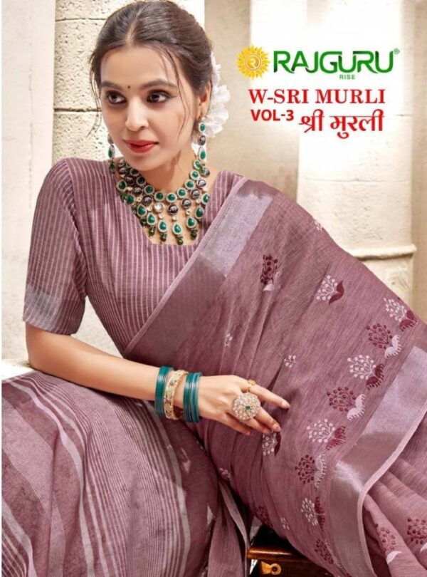 Rajguru Sri Murli Vol 3 Embroidered Saree Catalog Wholesale Collection Exporter
