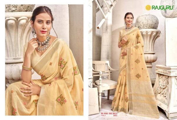 Rajguru Sri Murli Vol 3 Embroidered Saree Catalog Wholesale Collection Exporter - Image 2