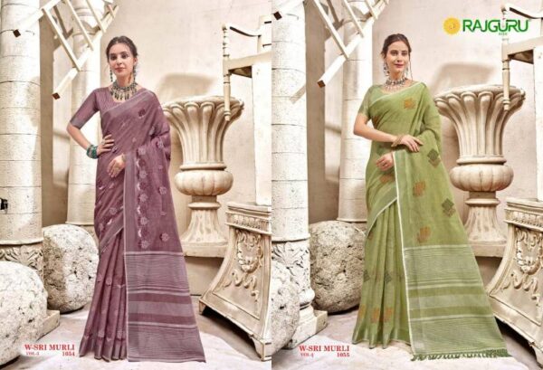 Rajguru Sri Murli Vol 3 Embroidered Saree Catalog Wholesale Collection Exporter - Image 3