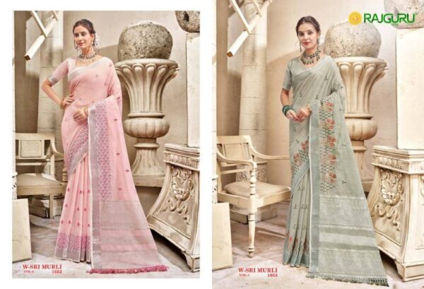 Rajguru Sri Murli Vol 3 Embroidered Saree Catalog Wholesale Collection Exporter - Image 4