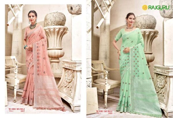 Rajguru Sri Murli Vol 3 Embroidered Saree Catalog Wholesale Collection Exporter - Image 5