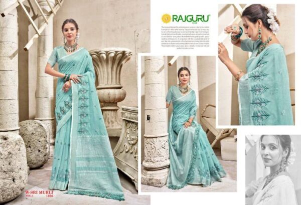 Rajguru Sri Murli Vol 3 Embroidered Saree Catalog Wholesale Collection Exporter - Image 7
