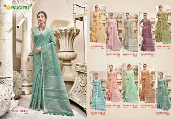 Rajguru Sri Murli Vol 3 Embroidered Saree Catalog Wholesale Collection Exporter - Image 8