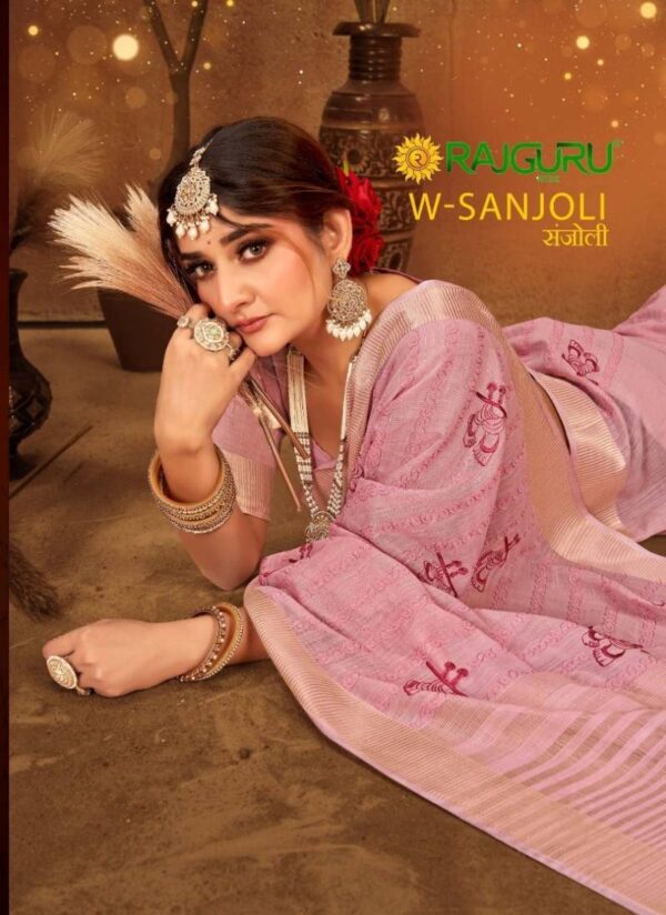 Rajguru Sanjoli Embroidered Work Fancy Saree Catalog Wholesale Collection Exporter