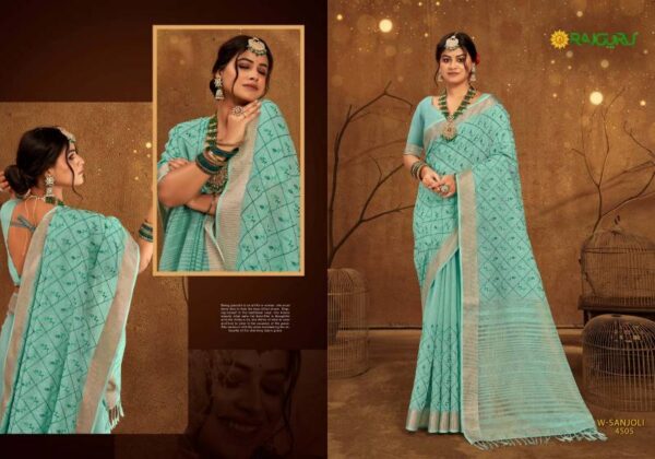 Rajguru Sanjoli Embroidered Work Fancy Saree Catalog Wholesale Collection Exporter - Image 5