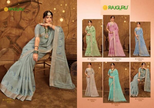 Rajguru Sanjoli Embroidered Work Fancy Saree Catalog Wholesale Collection Exporter - Image 6