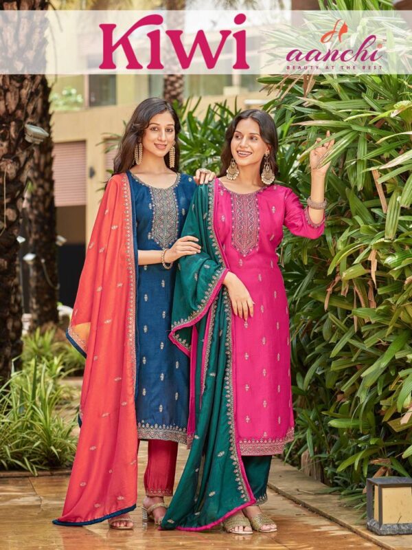 Aanchi Kiwi Vichitra Silk Kurti Bottom With Dupatta Wholesale Catalog Collection Supplier