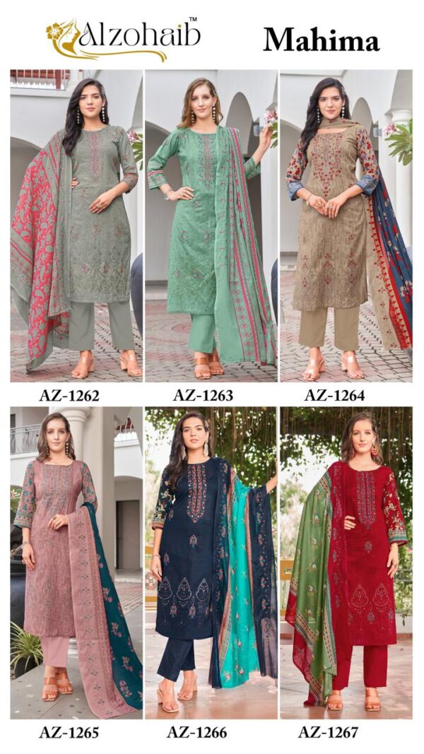 Alzohaib Mahima Cotton Printed Pakistani Salwar Suits Catalog Wholesale Collection Supplier - Image 8