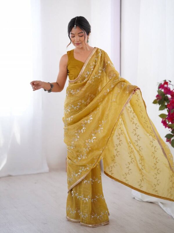 Beads Moti Galaxy 1 Smooth Gold Crush Saree Wholesale Catalog Collection Supplier - Image 2