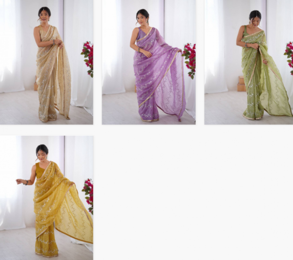 Beads Moti Galaxy 1 Smooth Gold Crush Saree Wholesale Catalog Collection Supplier - Image 4