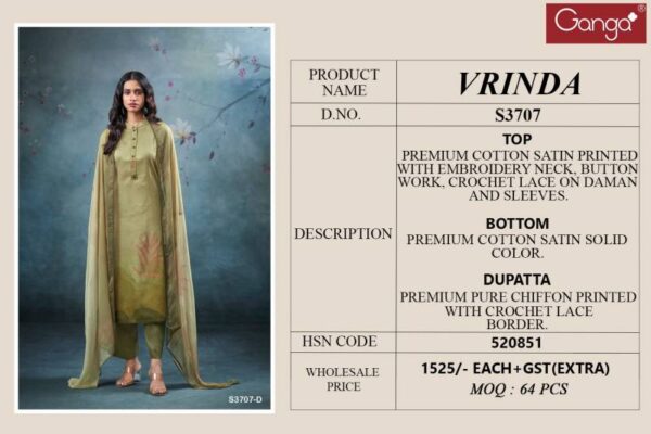 Ganga Vrinda Cotton Satin Printed Salwar Kameez Catalog Wholesale Collection Exporter - Image 6