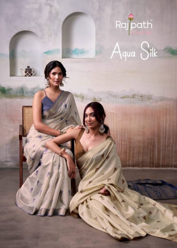 Rajpath Aqua Silk Modal Cotton Fancy Saree Catalog Wholesale Collection Exporter