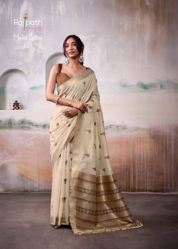 Rajpath Aqua Silk Modal Cotton Fancy Saree Catalog Wholesale Collection Exporter - Image 3