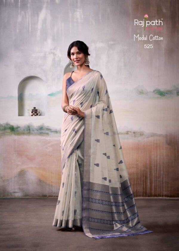 Rajpath Aqua Silk Modal Cotton Fancy Saree Catalog Wholesale Collection Exporter - Image 4