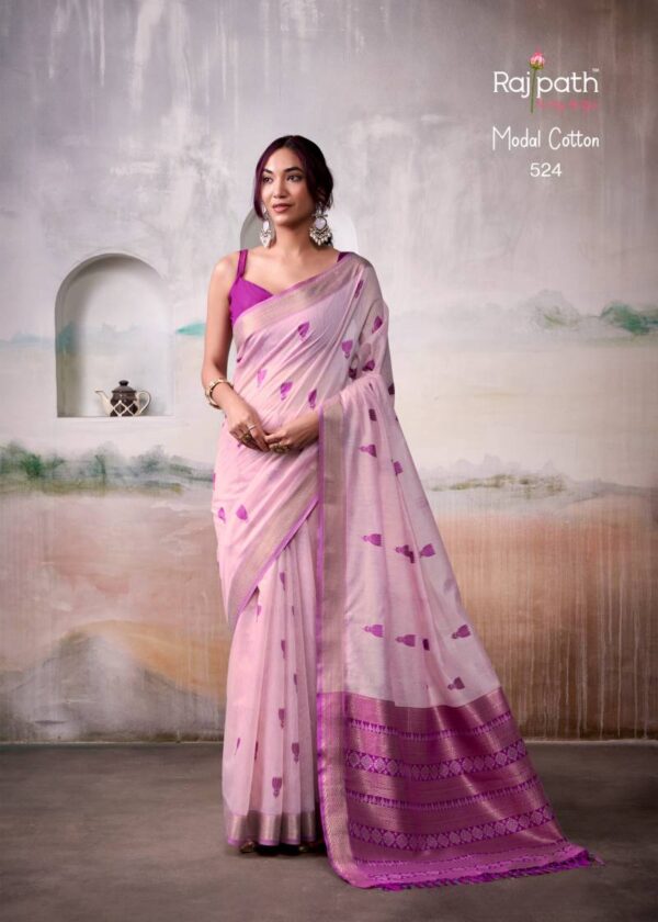 Rajpath Aqua Silk Modal Cotton Fancy Saree Catalog Wholesale Collection Exporter - Image 5