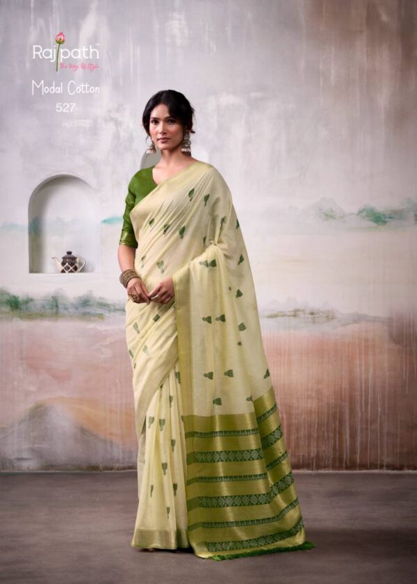 Rajpath Aqua Silk Modal Cotton Fancy Saree Catalog Wholesale Collection Exporter - Image 7