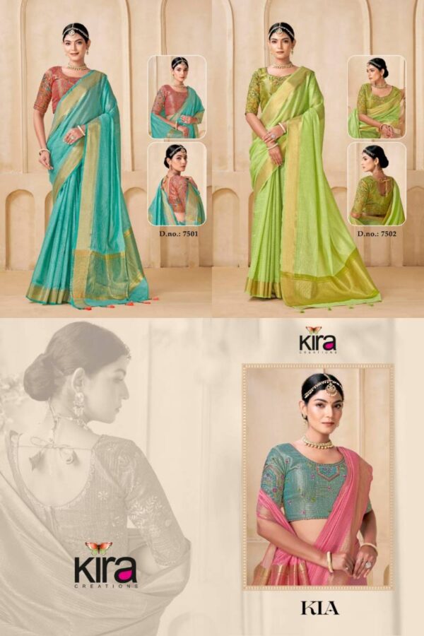 Kira Kia Viscose Spun Fancy Saree Catalog Wholesale Collection Exporter - Image 9