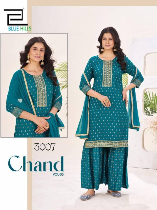 Blue Hills Chand Vol 3 Rayon Foil Printed Readymade Catalog Wholesale Collection Exporter - Image 4