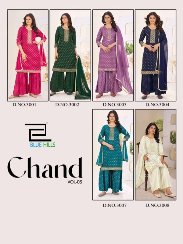 Blue Hills Chand Vol 3 Rayon Foil Printed Readymade Catalog Wholesale Collection Exporter - Image 8