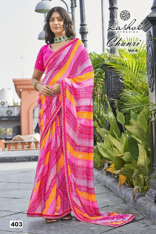 Kashvi Chunri Vol 4 Mono Georgette With Coding Saree Catalog Wholesale Collection Exporter - Image 3