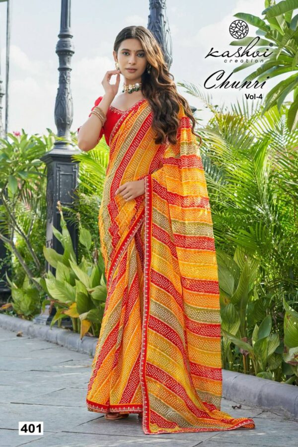 Kashvi Chunri Vol 4 Mono Georgette With Coding Saree Catalog Wholesale Collection Exporter - Image 4