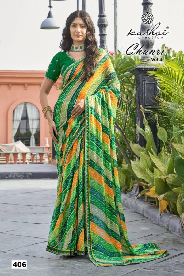 Kashvi Chunri Vol 4 Mono Georgette With Coding Saree Catalog Wholesale Collection Exporter - Image 5