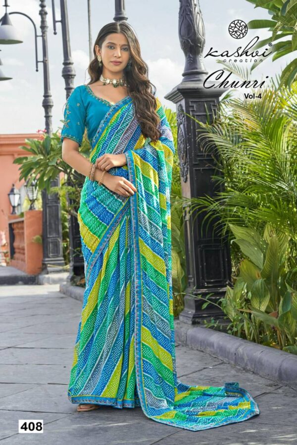 Kashvi Chunri Vol 4 Mono Georgette With Coding Saree Catalog Wholesale Collection Exporter - Image 6