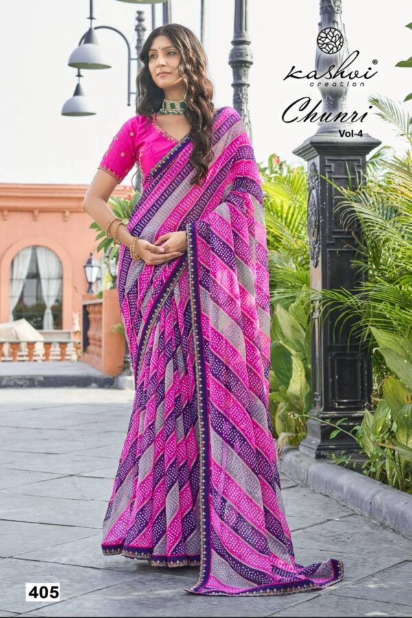 Kashvi Chunri Vol 4 Mono Georgette With Coding Saree Catalog Wholesale Collection Exporter - Image 8