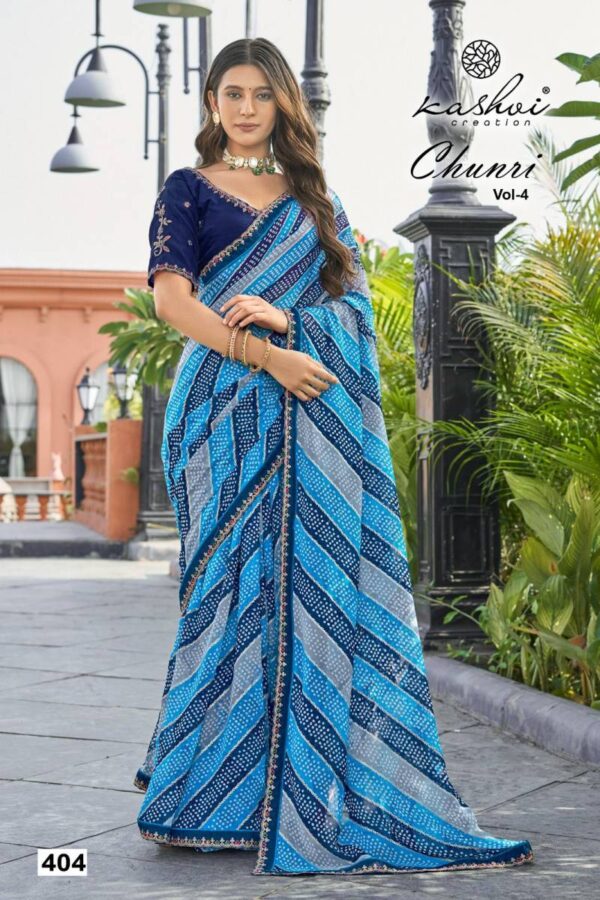Kashvi Chunri Vol 4 Mono Georgette With Coding Saree Catalog Wholesale Collection Exporter - Image 9