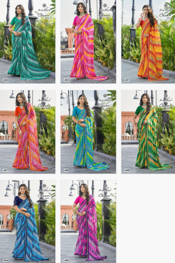 Kashvi Chunri Vol 4 Mono Georgette With Coding Saree Catalog Wholesale Collection Exporter - Image 10