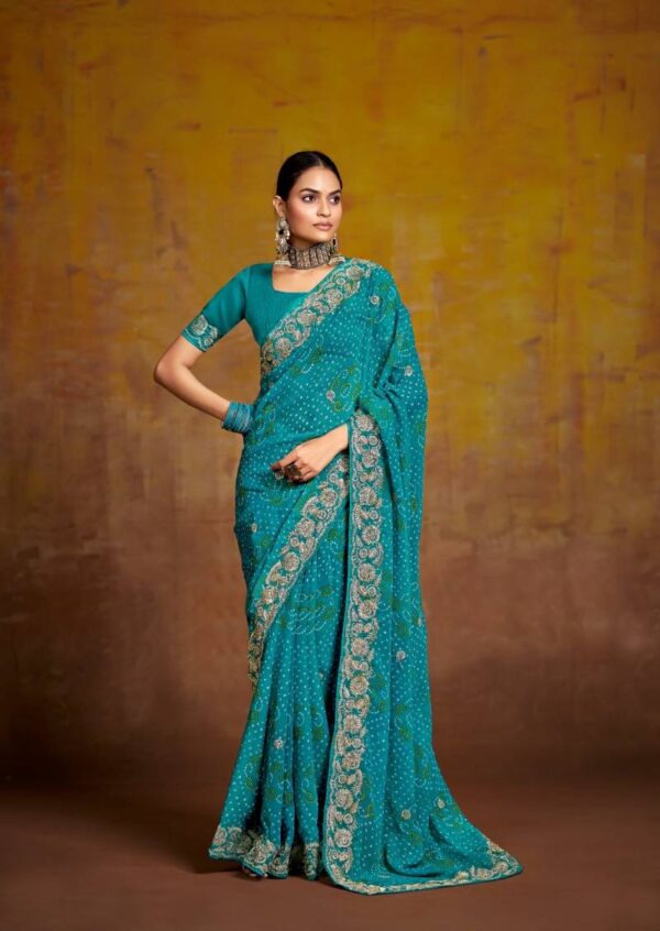 Stavan Savan Georgette With Embroidery Work Saree Catalog Wholesale Collection Exporter - Image 3