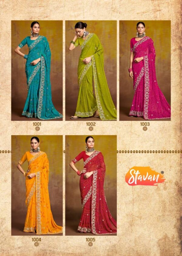 Stavan Savan Georgette With Embroidery Work Saree Catalog Wholesale Collection Exporter - Image 7