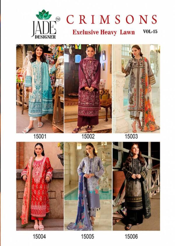 Jade Crimson Exclusive Lawn Vol 15 Dress Material Catalog Wholesale Collection Exporter - Image 8