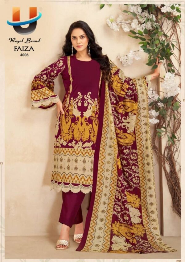 Royal Faiza Vol 4 Karachi Cotton Printed Dress Material Wholesale Catalog Collection Exporter - Image 8