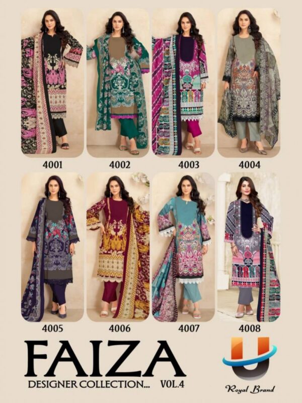 Royal Faiza Vol 4 Karachi Cotton Printed Dress Material Wholesale Catalog Collection Exporter - Image 10