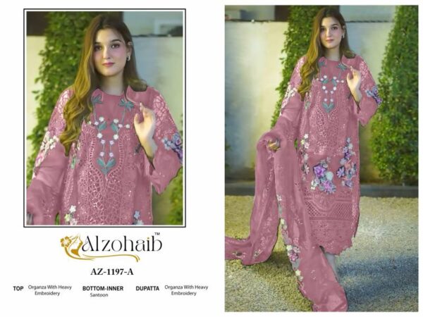 Alzohaib Az 1197 A To D Organza Embroidered Pakistani Suits Catalog Wholesale Collection Exporter - Image 2