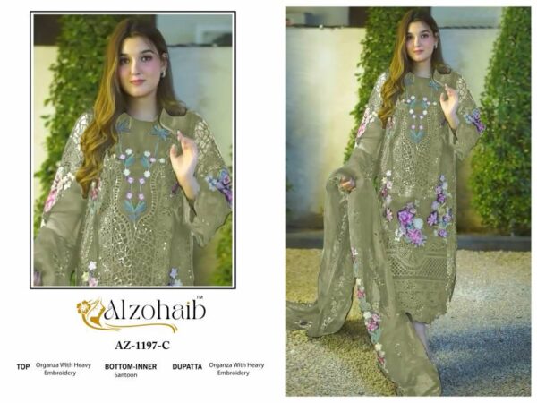 Alzohaib Az 1197 A To D Organza Embroidered Pakistani Suits Catalog Wholesale Collection Exporter - Image 4
