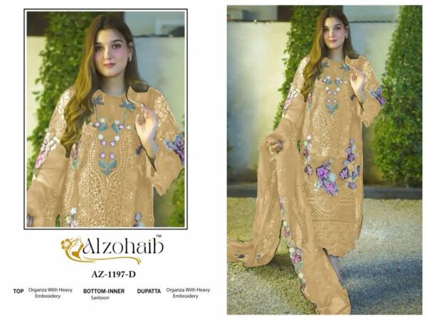 Alzohaib Az 1197 A To D Organza Embroidered Pakistani Suits Catalog Wholesale Collection Exporter - Image 5