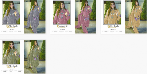Alzohaib Az 1197 A To D Organza Embroidered Pakistani Suits Catalog Wholesale Collection Exporter - Image 6