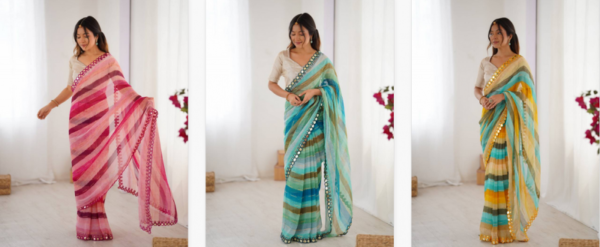 Leriya 2 Smooth Marble Chiffon Printed Saree Catalog Wholesale Collection Exporter - Image 4