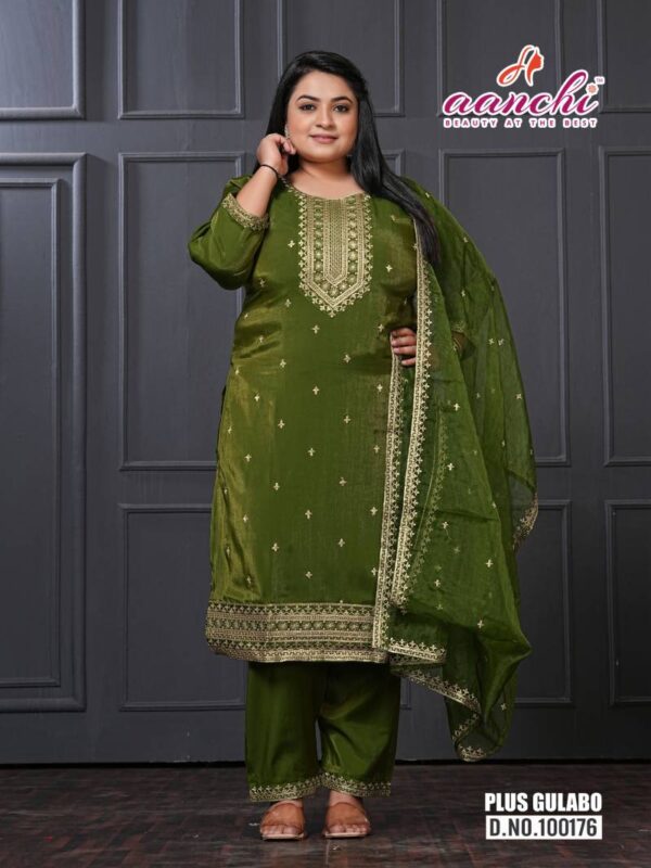 Aanchi Plus Gulabo Roman Shimmer Kurti Bottom With Dupatta Catalog Wholesale Collection Exporter - Image 4