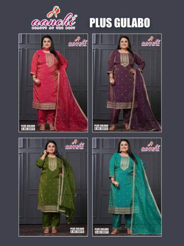 Aanchi Plus Gulabo Roman Shimmer Kurti Bottom With Dupatta Catalog Wholesale Collection Exporter - Image 6