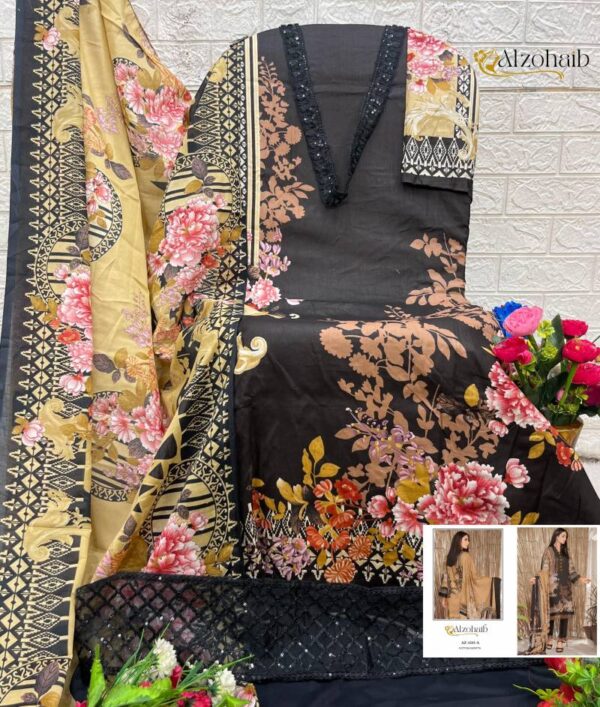 Alzohaib Az 1315 A And B Chiffon Dupatta Pakistani Suits Catalog Wholesale Collection - Image 4