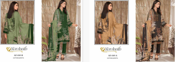 Alzohaib Az 1315 A And B Chiffon Dupatta Pakistani Suits Catalog Wholesale Collection - Image 5