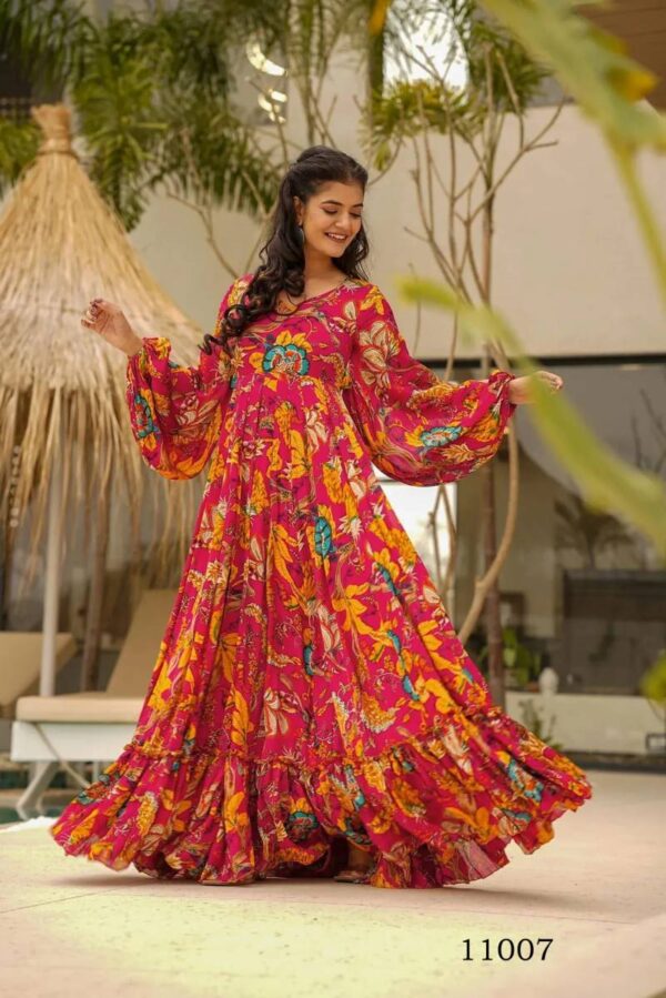 Clora Vol 11 Digital Printed Fully Flared Gown Catalog Wholesale Collection Exporter - Image 4