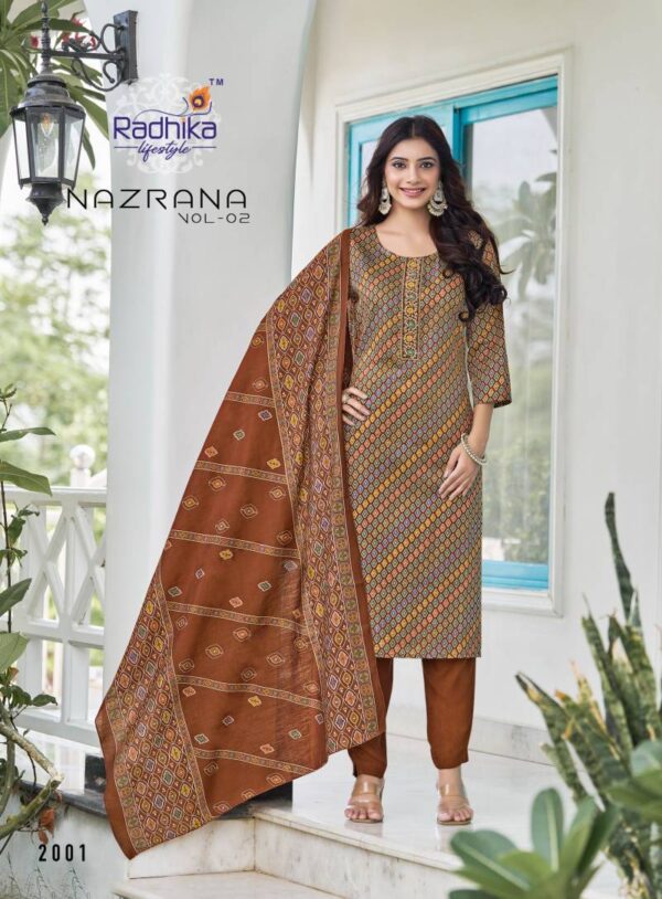 Radhika Nazrana Vol 2 Jam Satin Kurti Bottom With Dupatta Wholesale Catalog Collection Supplier - Image 3